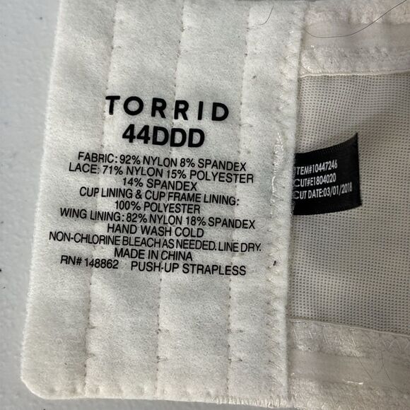 Torrid Cream Lace Bra 44DDD NWT Push up Strapless Criss-cross Neutral Feminine - Picture 8 of 12